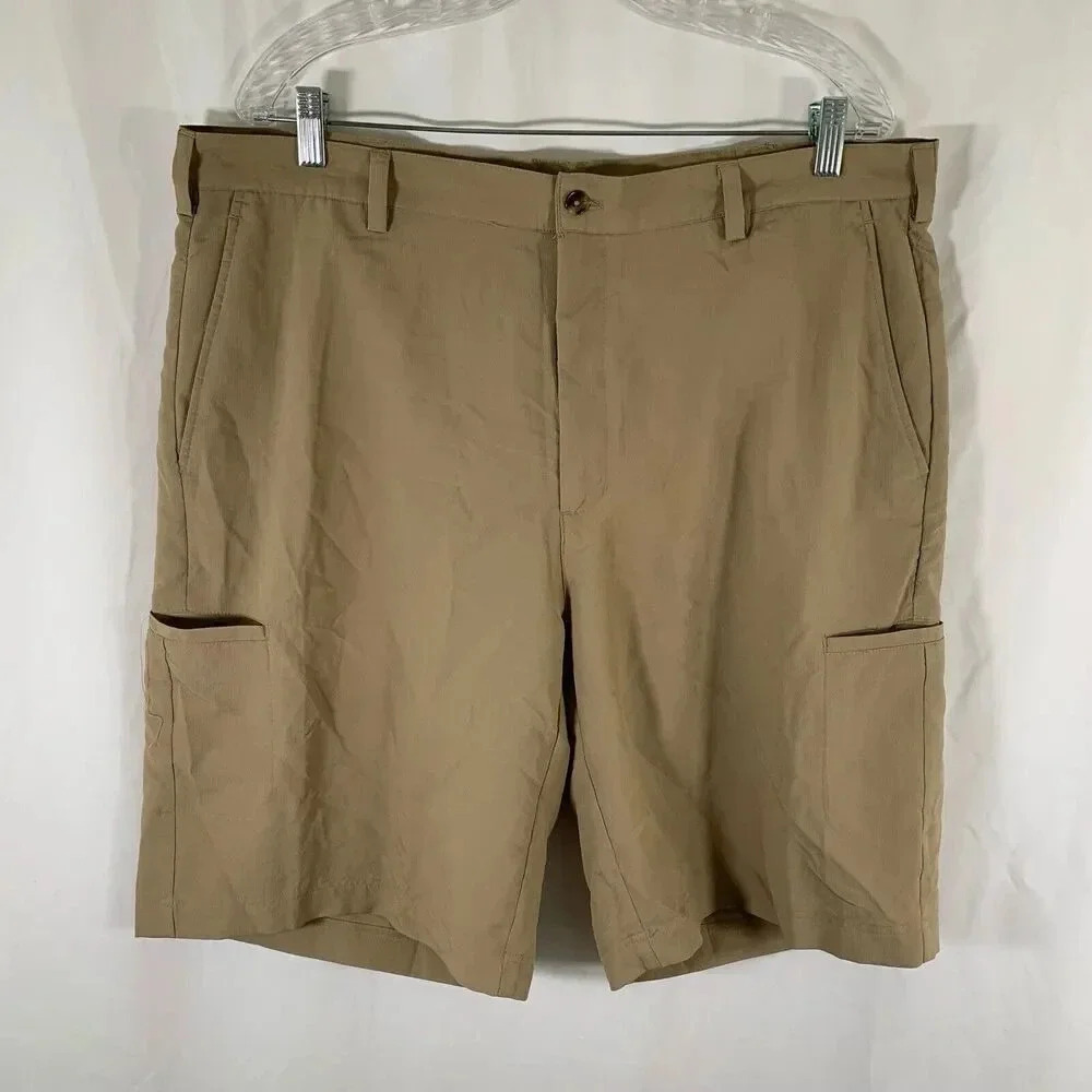 Ping Golf Shorts Mens 38 Tan Cargo Pockets Button Zip 100% Polyester